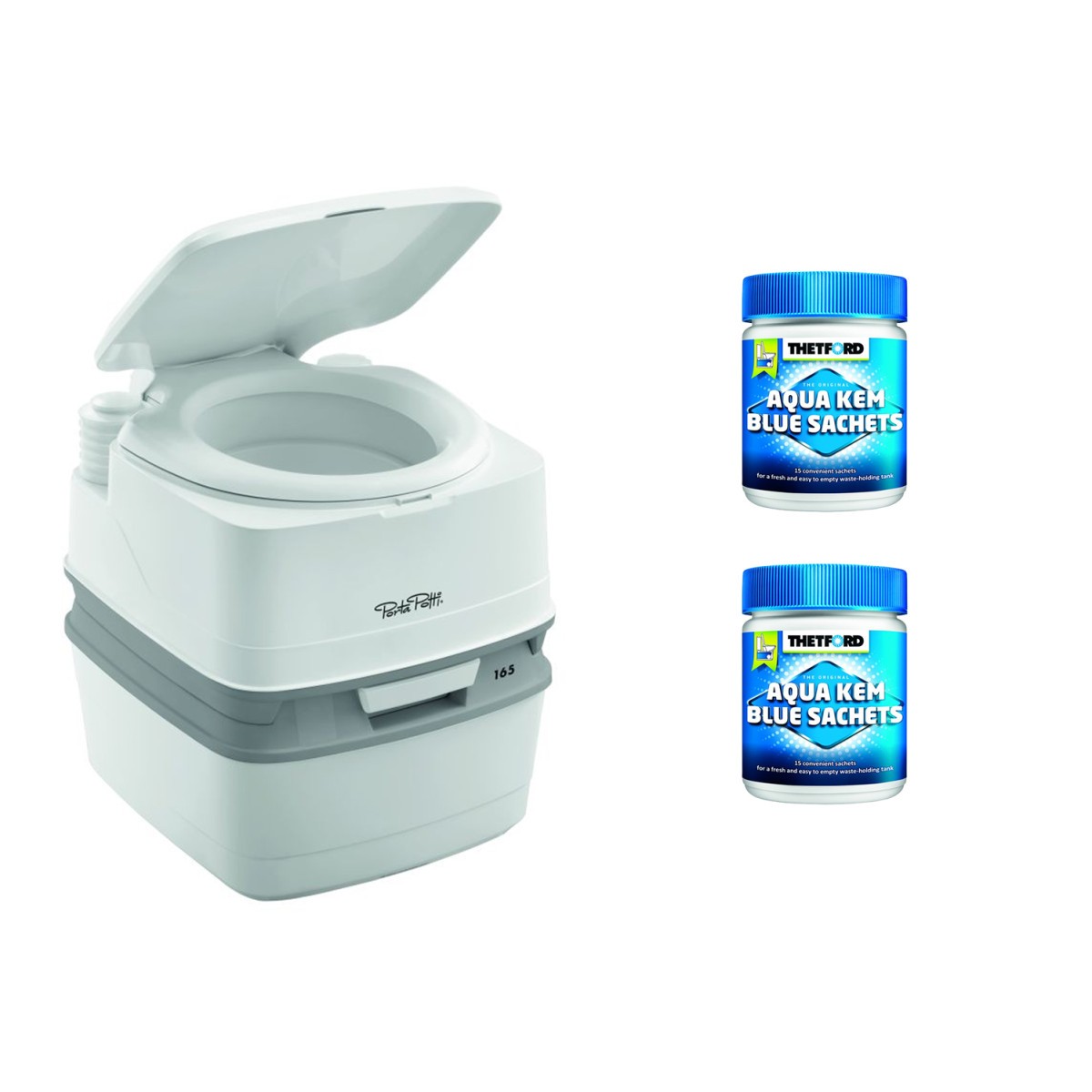 Toilette chimique Porta Potti 165 Thetford avec kit de sachets pour WC de camping