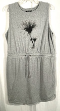Simply Vera Vera Wang Draw-String Shirt Dress Size XXL Gray Floral Graphic Print