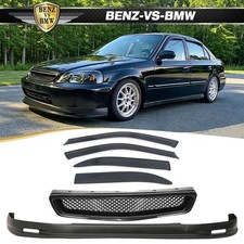 Fits 99-00 Honda Civic Mugen Front Bumper Lip Pp Grille 4pcs Window Visors Fits 99-00 Honda Civic Mugen Front Bumper Lip Pp Grille 4pcs Window Visors