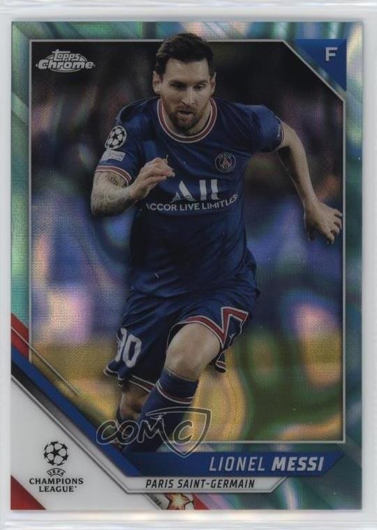 2021-22 Topps Chrome UCL Aqua Lava Refractor Lionel Messi #100 7y2