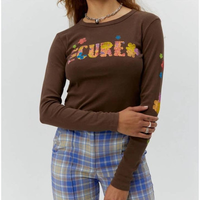 Daydreamer The Cure Flower Of Love Shrunken Long Sleeve Tee XS Chocolate 