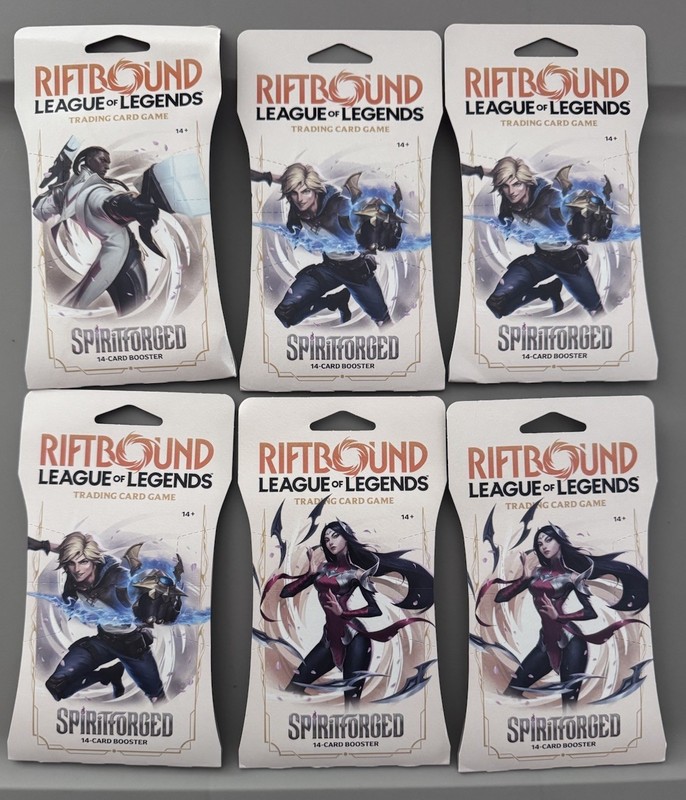 Riftbound TCG League of Legends SPIRITFORGED Sleeved Booster Packs - Lot of (6)
