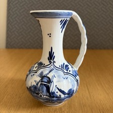 Delfter blauer kleiner Krug handbemalt Windm&uuml;hle Design Holland Vintage 9x8x12cm