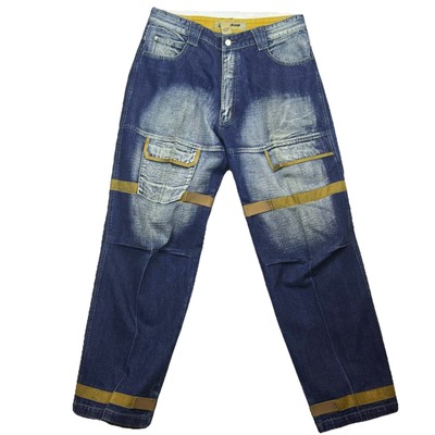 Regal Jeans Gold Cargo Baggy Mens Jeans 38x34 Shuttle Tape Skater Streetwear Y2K
