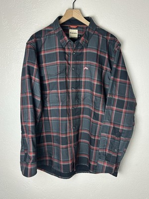Simms Guide Series Lined Flannel Shirt Jacket XL Heavyweight Black/Red
