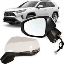 Left Driver Side Mirror Fits 2019-2025 Toyota Rav4 with Power L-8pins, White