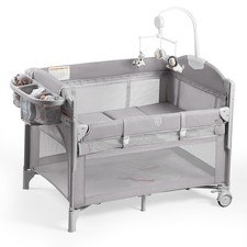 Baby Bassinets Bedside Sleeper, 4 in 1 Portable Bedside Crib w/Mattress, Diaper