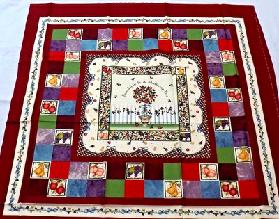Friendship Tree Daisy Kingdom Cotton Fabric Panel 35''x44'' Maroon Patchwork