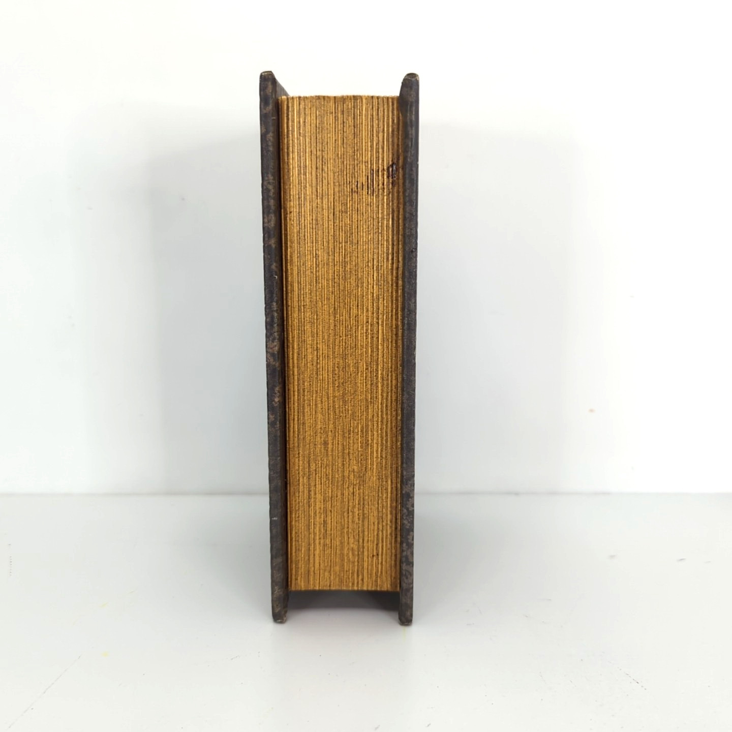 Faux Book Storage Box Secret Leather Filigree Pattern Magnetic Close Lined Used