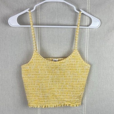 yellow smocked tank top