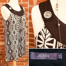 Ladies Jasmine Size 14 Black White Dress Summer Wedding Holiday Excellent L6