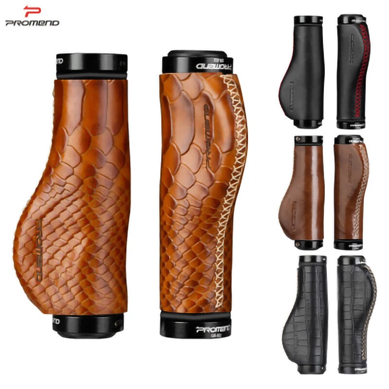 Promend Real Leather City Mountain Bike Grips Scooter MTB Bicycle Handlebar Grip