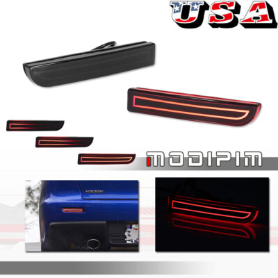 2X LED Bumper Reflector For Mitsubishi Lancer Evo Smoke Brake Turn Signal Lights