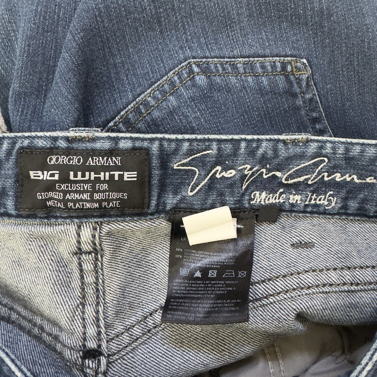 Giorgio Armani Big White ホワイトデニム Giorgio Armani Mens Big White Metal Platinum Plate Rare