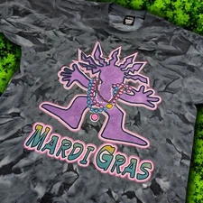 Vintage Tie Dye New Orleans Mardi Gras T Shirt Size L 50/50 Screen Stars USA