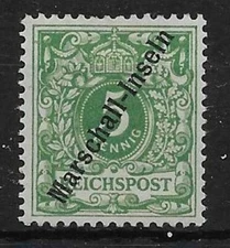 MARSHALL ISLANDS SGG2 1899 5pf GREEN OVPT ON GERMANY MTD MINT