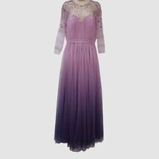  6490 Pamella Roland Women Purple Ombre Crystal Chiffon Illusion Gown Dress 10