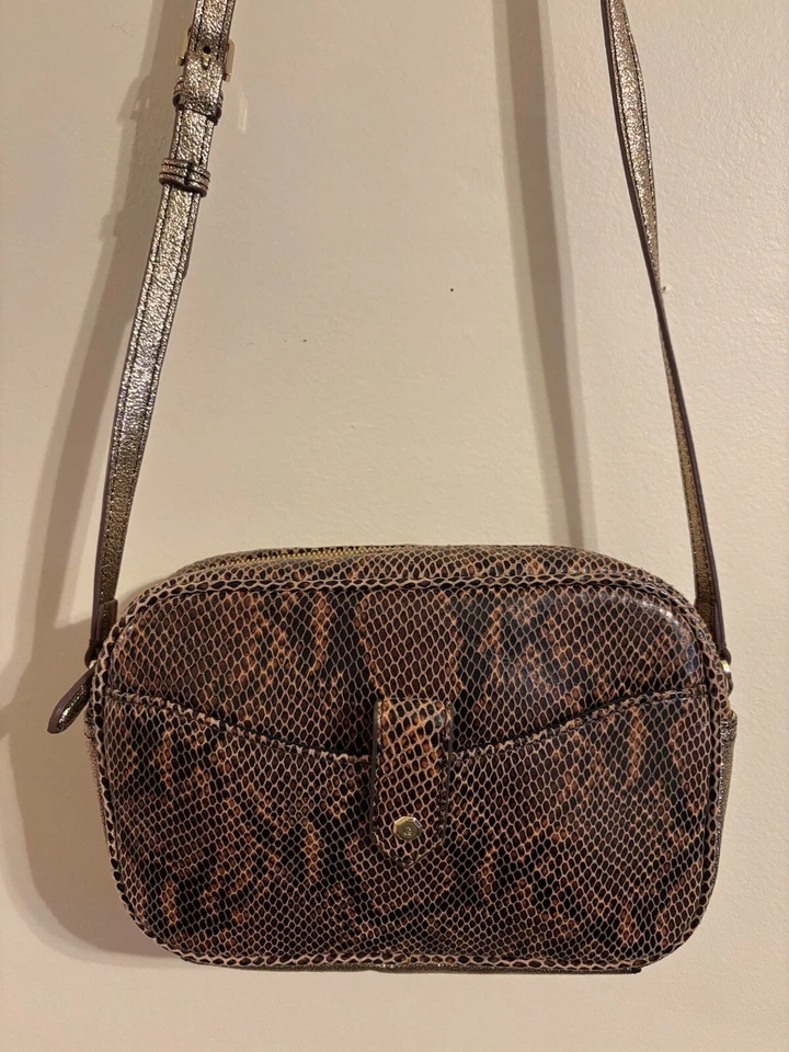 Bolso Bandolera GILI Cuero Sienna Piel de Serpiente Marrón Cartera Foto 2 de 4