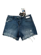 Rewash Brand Cut-Off Short Women's Size 3/26 Blue High Rise Raw Hem Distressed