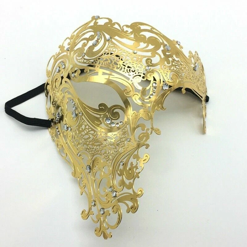Metal Venetian Mask Masquerade Half Face Party Filigree Rhinestone Diamante - Image 2 of 4