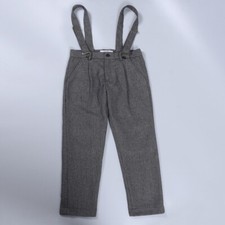 Men Herringbone Suspender Trousers Straight Leg Suit Pants Overalls Jumpsuit