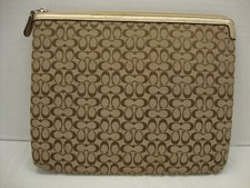 Coach Brown Signature Tablet/ iPad Case Holder Zip 8x10inches Padded Pouch Logo