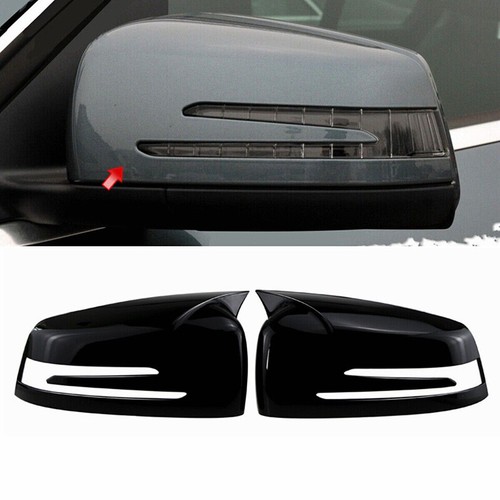OX Horn Mirror Cover Cap Gloss Black For Mercedes Benz W204 W176 W212 CLA250 C63 - Foto 3 di 11