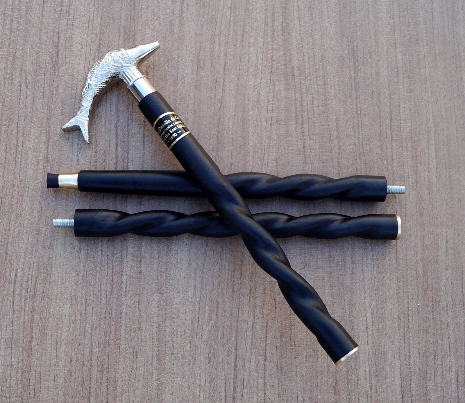 Brass Handle Walking Stick Fish Head Handle With Blac… Gem