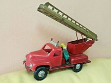 VINTAGE FIRETRUCK TOY TRUCK FRICTION TIN METAL PLASTIC RUBBER MIR BULGARIA RARE