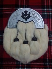 Herren Kilt Sporran weiß Kaninchenfell/Schottischer Kilt Sporrans/Highland Kilt Sporran