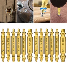12PCS Damaged Screw Extractor Broken Screws Bolt Stripped Remover Tool Kit Easy