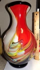 Stunning Colorful Murano Italy Large Heavy Glass Vase 13.5" Tall 11.5 lbs.