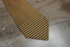 Vintage Brooks Brothers Makers Neck Tie Navy Gold Striped All Silk Hand Made USA