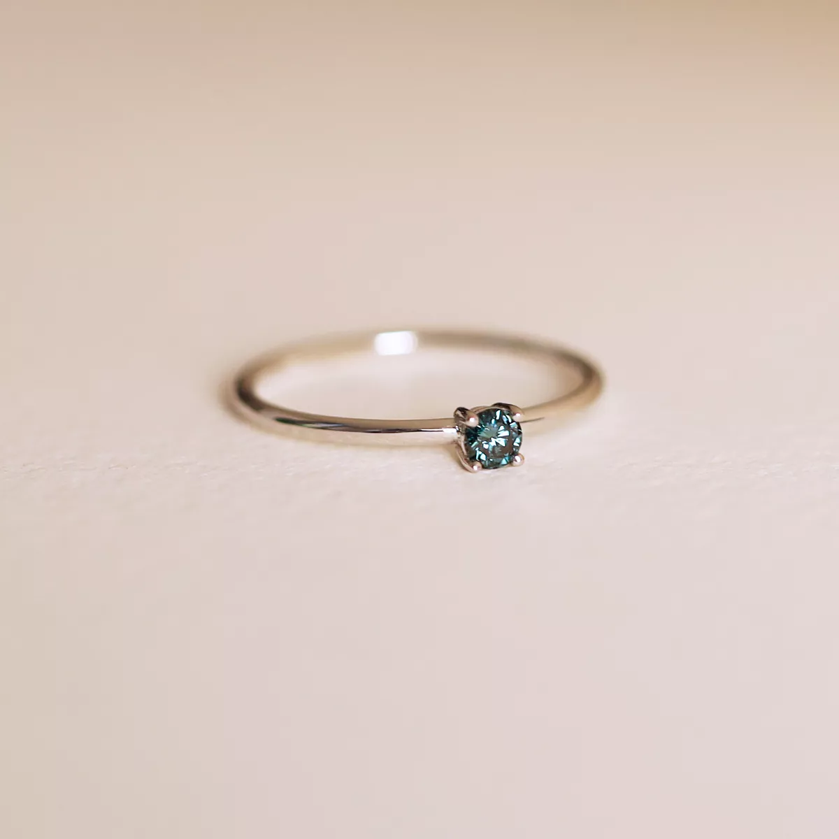 Natural Blue Diamond Ring 4 Prong Ring Blue Diamond Engagement Band