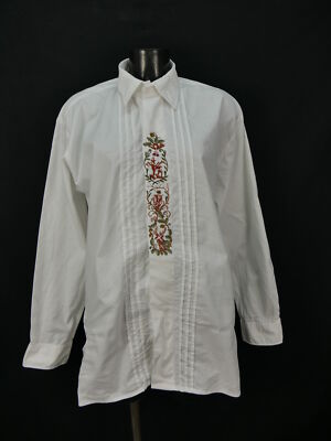 Size L costume shirt shirt Isar costumes white cotton deer hunting embroidery