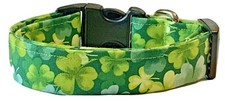 Shades Of Green Shamrocks St Patrick  s Handmade Dog Collar