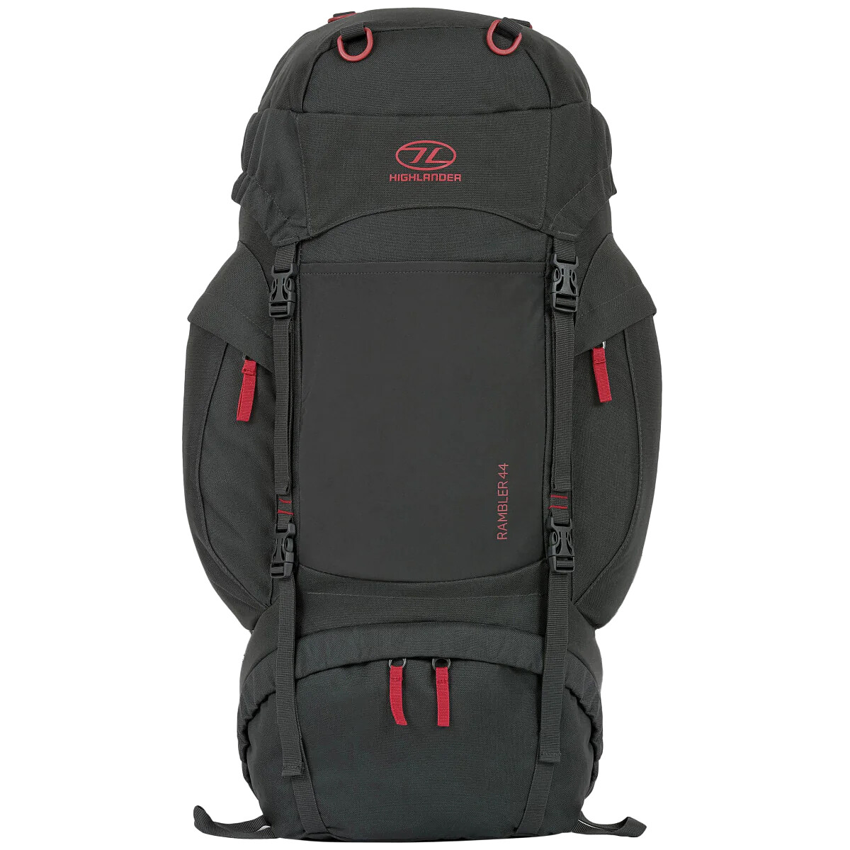 Highlander Rambler Rucksack 44L Backpack Bag Carrier Hiking Camp Travel Charcoal