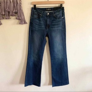 black denim wide leg cropped jeans