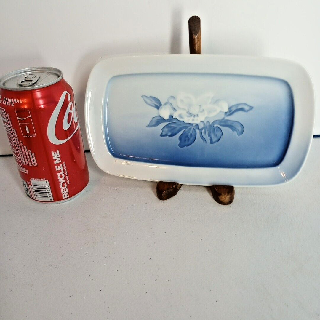 Bing & Grondahl Danish Porcelain Christmas Rose Tray Trinket Dish 8.5x5" Denmark