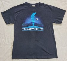 Vintage Yellowstone Old Faithful Black T Shirt Fred Harvey USA Made Size Large