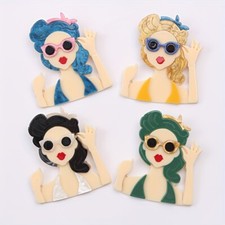 Acrylic Modern Lady Girl Fashion Brooches Women Men Lapel Pins Jewellery Gift