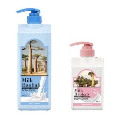Milk Baobab Parfum Body Wash + Lotion SET White Musk 1000ml+500ml / K-Beauty