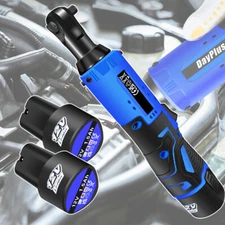 12V Cordless Ratchet 90° Angle Wrench Power Tool Set + 2 Battery & 7 Socket Set