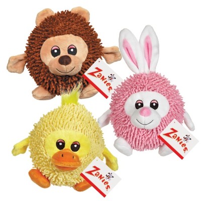 Silly Shaggies Soft Plush Dog Toys - Choose Bear, Duck, Or Bunny (5" Ball Shape With Squeaker)