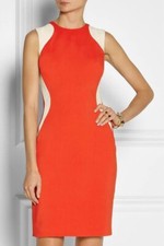 AUTHENTIC STELLA MCCARTNEY ORANGE AND BEIGE ILLUSION FITTED SHEATH DRESS $1,900
