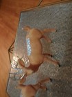 Vtg. LOT 2 HONG KONG HARD PLASTIC FLOCKED GLITTER REINDEER Christmas 7" As Is — photo 4