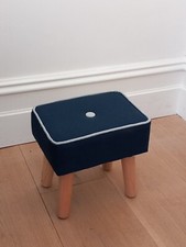 Funky Footstool Navy Blue and Silver Grey