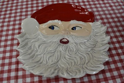 Santa Head Plate; Christmas Cookie Plate;  - Bisque; Ready to Paint; 2 Left!!!