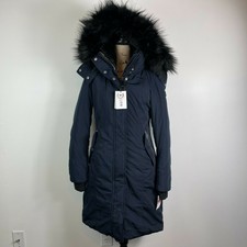 Noize Nwt Women Kristel Navy Blue Black Faux Fur Long-length Parka Coat Xs