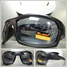 WRAP AROUND Motorcycle Riding Driving Fishing SUN GLASSES Black Frame Dark Lens